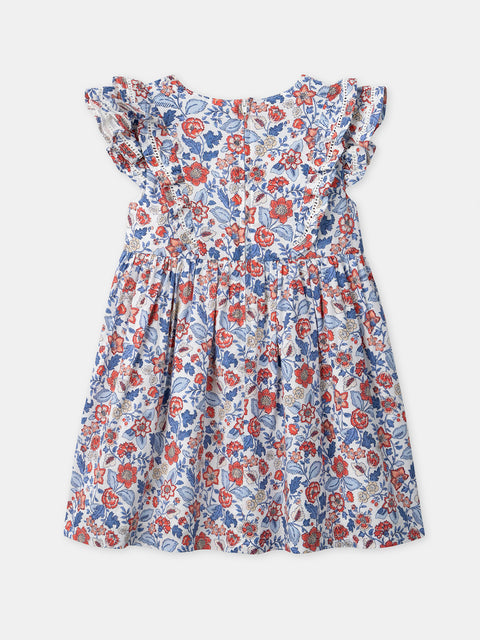 Lined Floral Print Cotton Dress