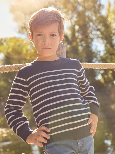 Reversible Navy Stripe Cotton Jumper