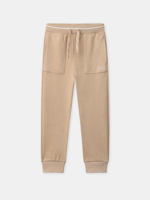 Beige Cotton Rich Joggers
