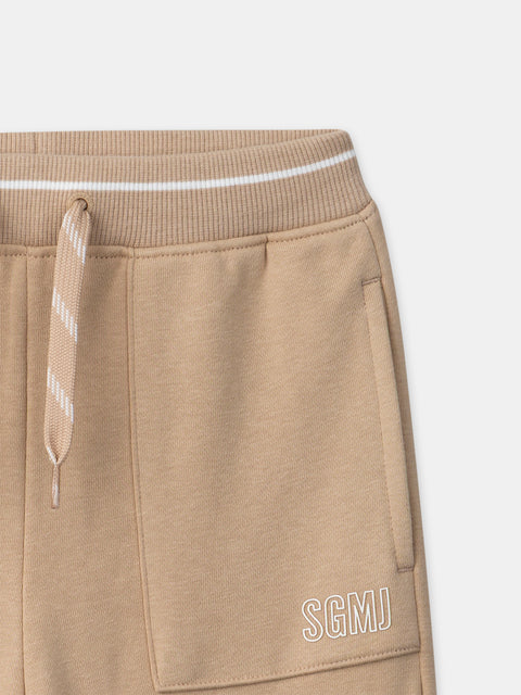 Beige Cotton Rich Joggers