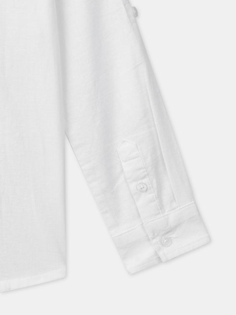 White Cotton Linen Mix Shirt