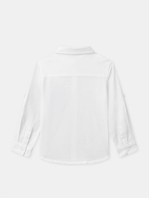 White Cotton Linen Mix Shirt