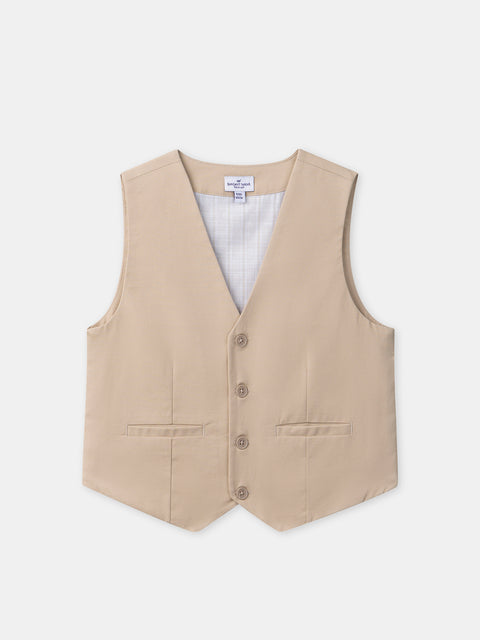 Lined Beige Cotton Waistcoat