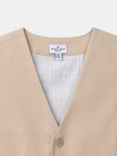Lined Beige Cotton Waistcoat