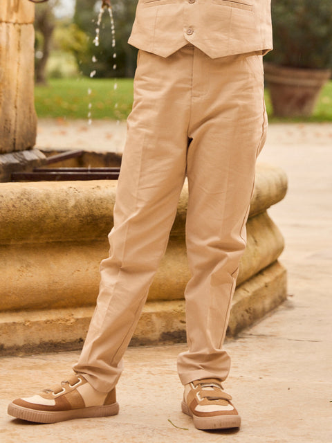 Beige Cotton Twill Trousers