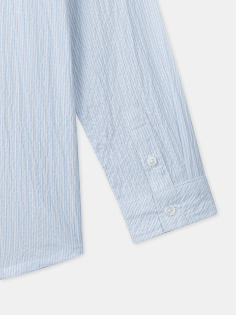 Blue Cotton Seersucker Shirt