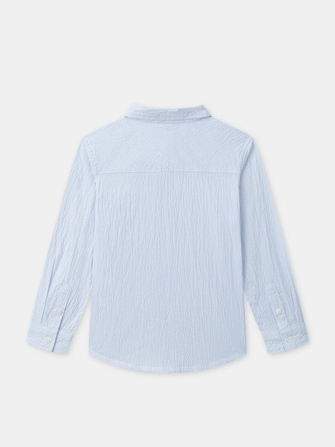 Blue Cotton Seersucker Shirt