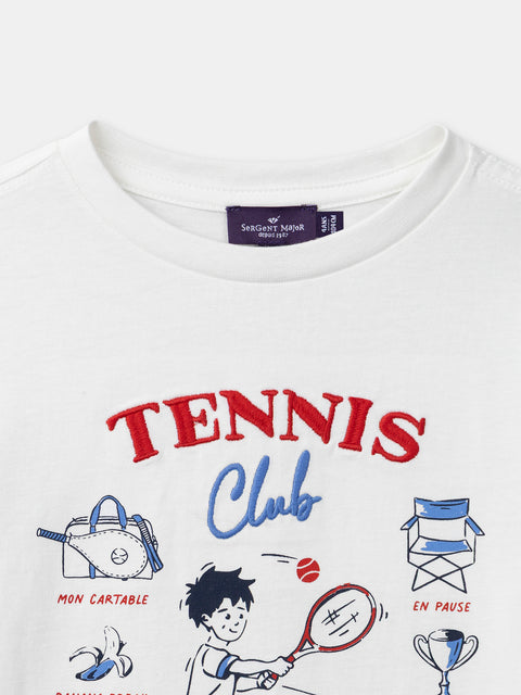 White Tennis Print Cotton t-shirt