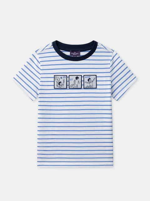 Navy & White Stripe Cotton T-shirt