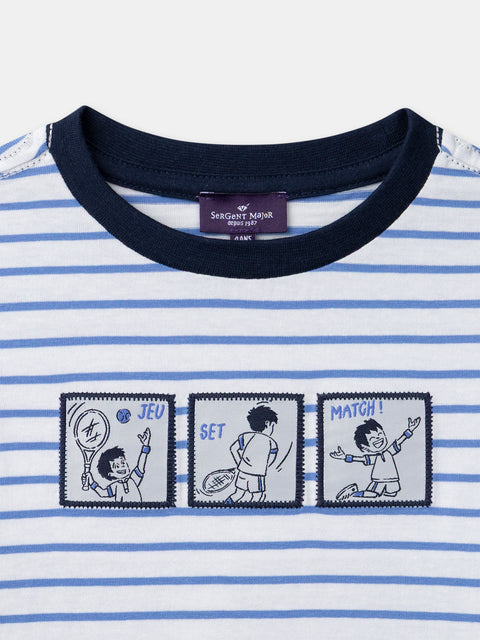 Navy & White Stripe Cotton T-shirt