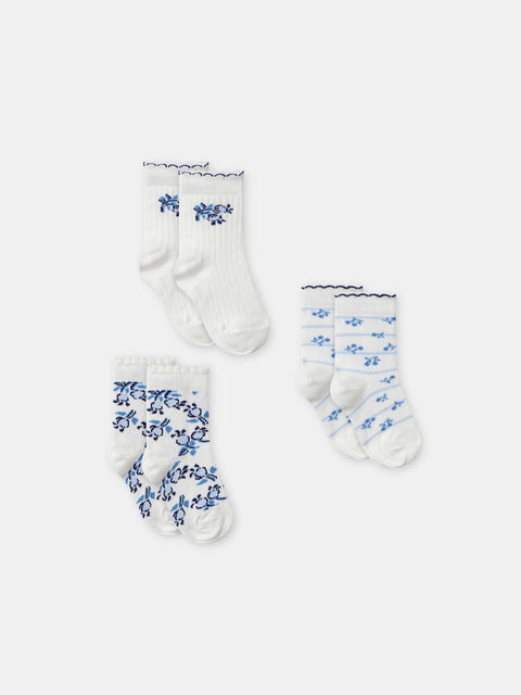3 Pack Ribbed Printed Socks