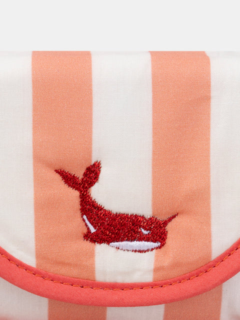 Cream & Coral Stripe Cotton poplin