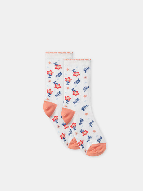 Cream Floral Pattern Cotton Rich Socks