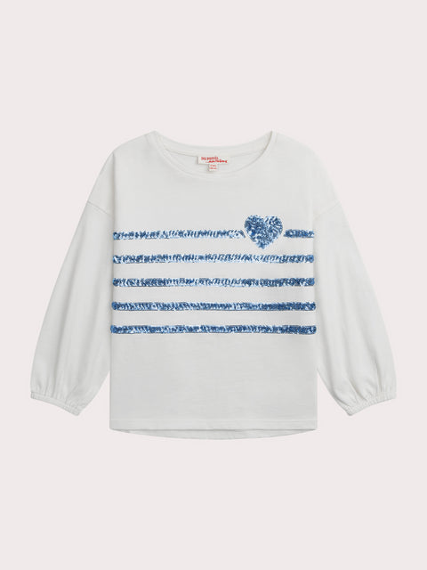 White Sequined Cotton T-shirt