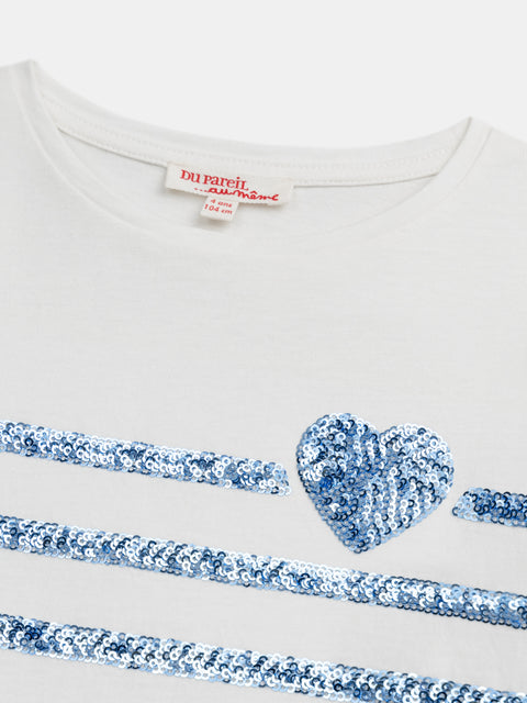 White Sequined Cotton T-shirt