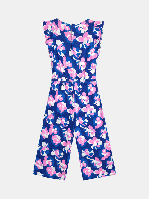 Blue Floral Print Viscose Jumpsuit