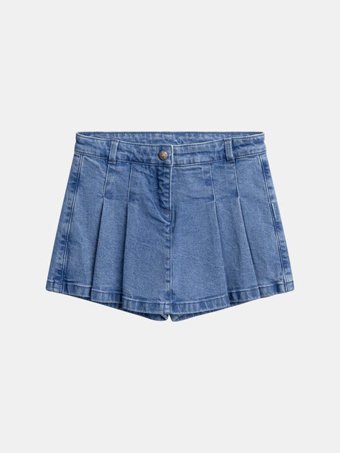 Pleated Denim Skort