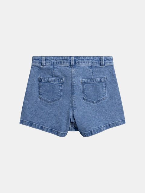 Pleated Denim Skort