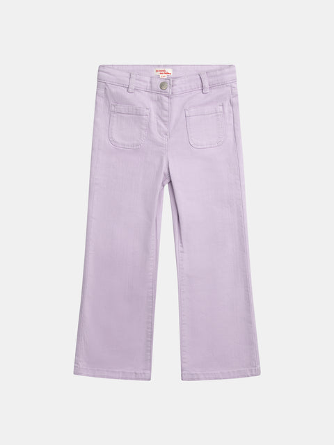 Lilac Cotton Twill Flared Trousers