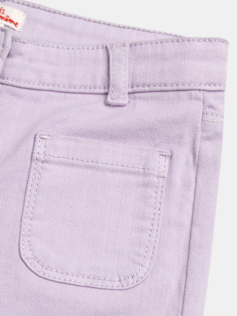 Lilac Cotton Twill Flared Trousers