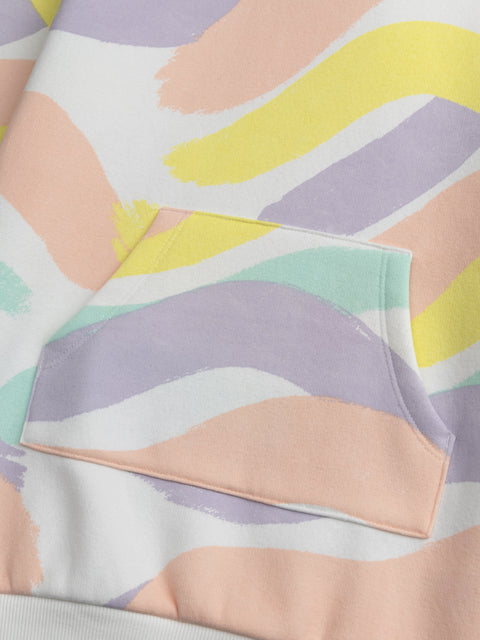 Lined Fleece Graphic Print Hooded Dress