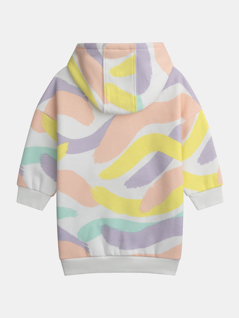 Lined Fleece Graphic Print Hooded Dress