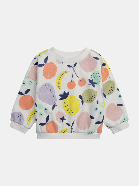 Fruit Print Fleece Sweatshirt
