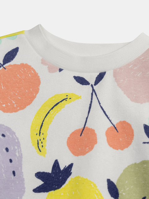 Fruit Print Fleece Sweatshirt