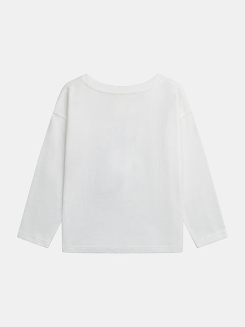 Cream Apple Print Cotton T-shirt