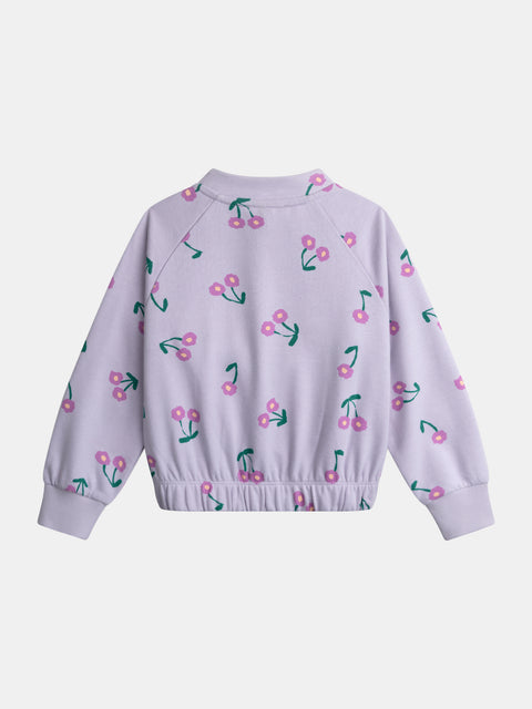 Purple Floral Print Cotton Rich Sweatshirt