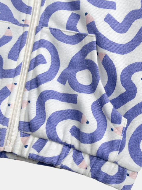 Cream Pencil Print Cotton Rich Hoodie