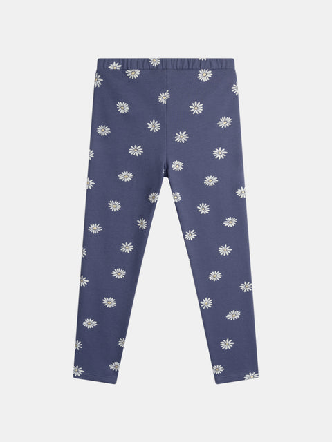 Blue Daisy Print Cotton Leggings