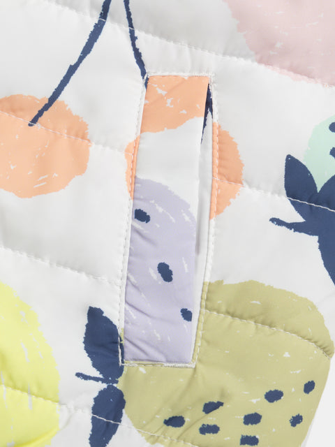 Reversible Cream Floral Print Sleeveless Jacket