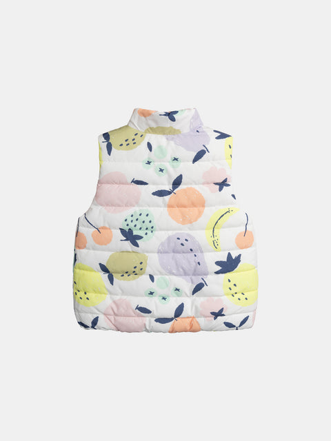 Reversible Cream Floral Print Sleeveless Jacket