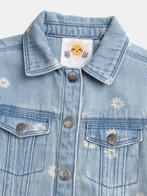 Heart Print Denim Jacket