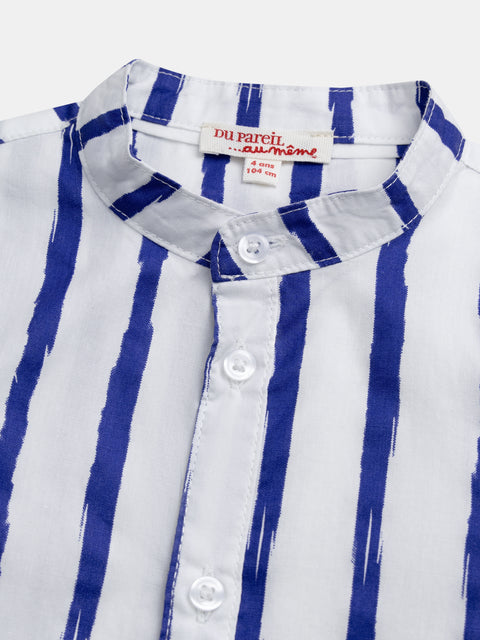Blue Stripe Cotton Poplin Shirt