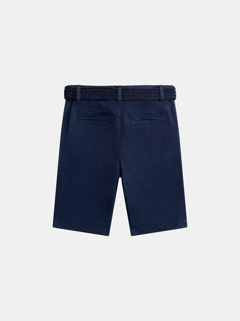 Belted Navy Cotton Shorts