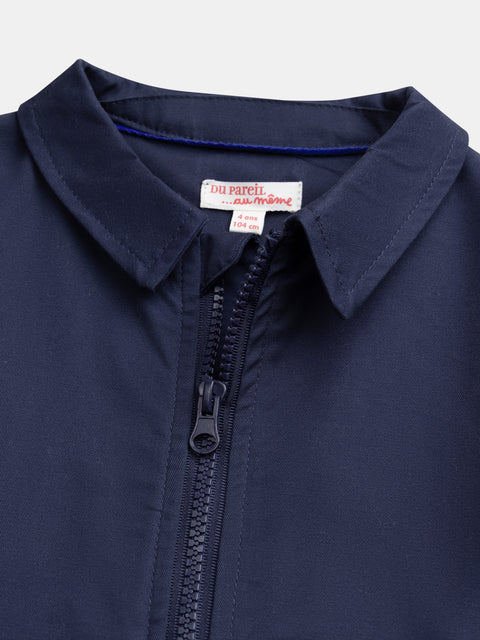 Zipped Navy Cotton Blouson