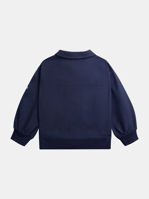 Zipped Navy Cotton Blouson