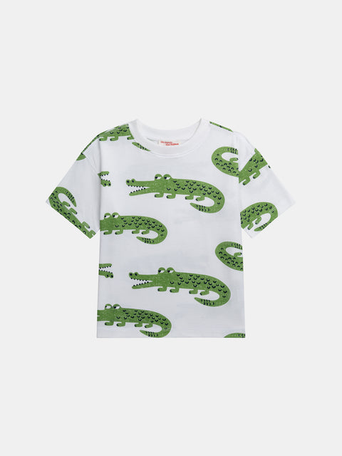 Crocodile Print Cotton T-shirt
