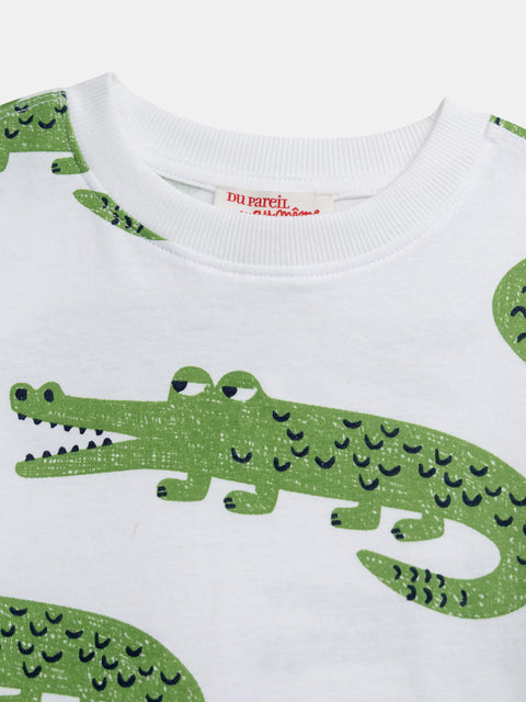 Crocodile Print Cotton T-shirt