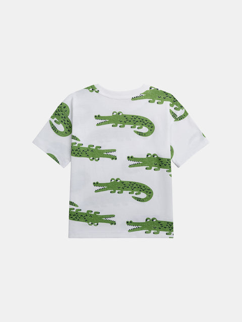 Crocodile Print Cotton T-shirt