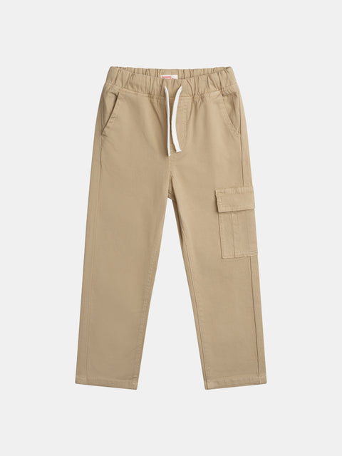 Beige Cotton Canvas Cargo Trousers