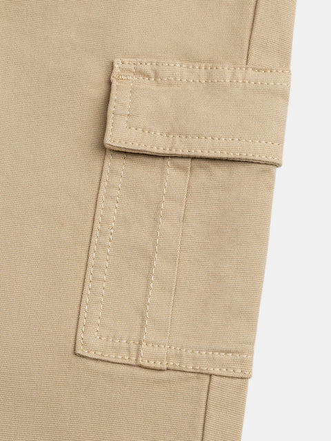 Beige Cotton Canvas Cargo Trousers