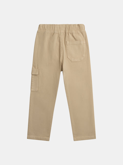 Beige Cotton Canvas Cargo Trousers