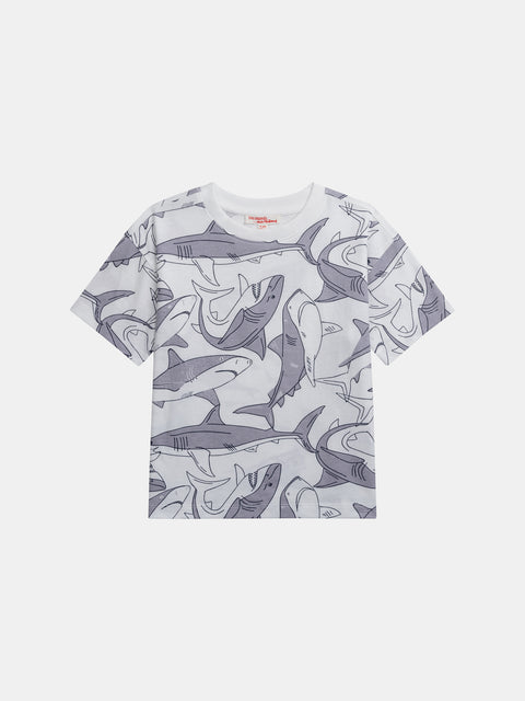 Shark Print Cotton T-shirt
