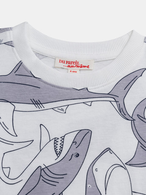 Shark Print Cotton T-shirt