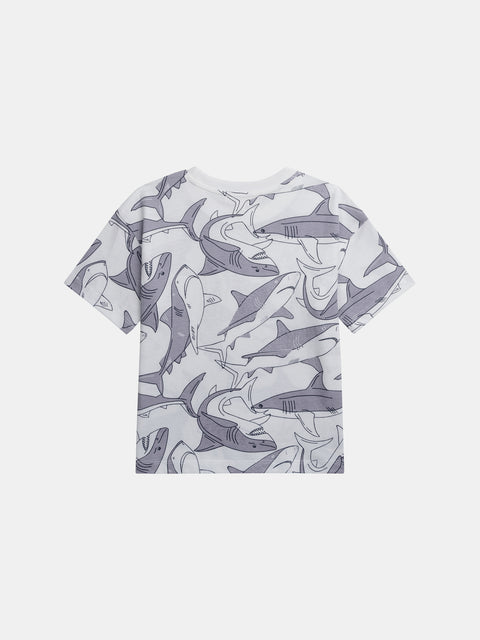 Shark Print Cotton T-shirt