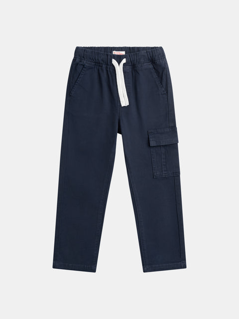 Navy Cotton Canvas Cargo Trousers