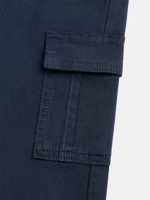 Navy Cotton Canvas Cargo Trousers